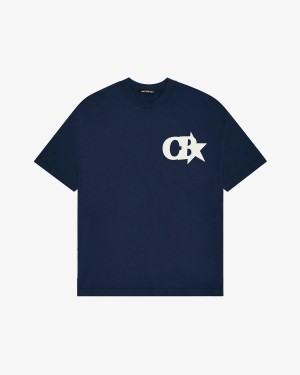 Cole Buxton CB Star Men T-Shirt Navy | USA KF3-41364I2