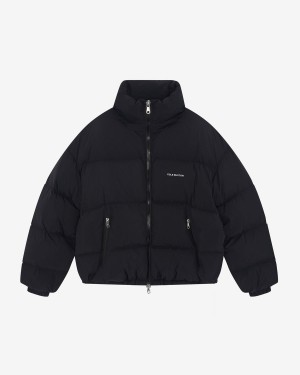 Cole Buxton Cropped Logo Puffer Men Jackets Black | USA KX7-55445D9