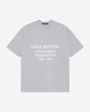 Cole Buxton Design Studio Men T-Shirt Light Grey Marl | USA CV3-34303D0