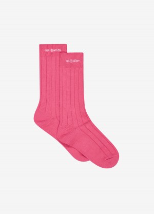 Cole Buxton Hand Embroidery Men Socks Pink | USA PK6-13621L3