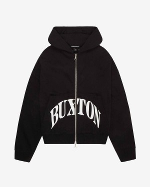 Cole Buxton Heavyweight Cropped Logo Zipped Men Hoodie Black | USA NY2-62316Q4