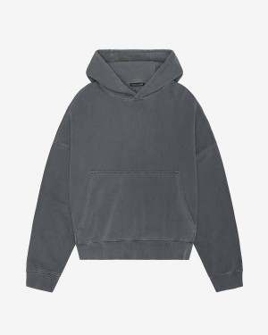 Cole Buxton Heavyweight Cropped Men Hoodie Og Washed Black | USA YA3-89298W2