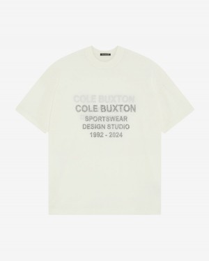 Cole Buxton Inside Out Logo Men T-Shirt Vintage White | USA MB9-93009A2