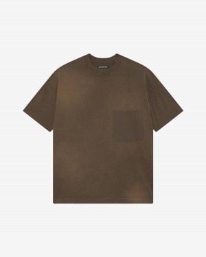 Cole Buxton Pocket Fade Men T-Shirt Washed Brown | USA WK5-78567H0