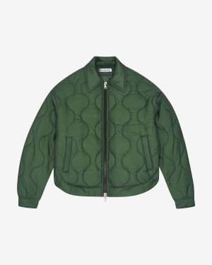 Cole Buxton Quilted Ripstock Overshirt Men Jackets Dark Green | USA ZH9-02460Y7