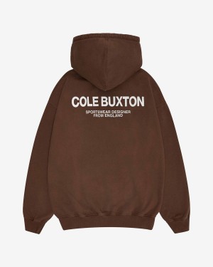 Cole Buxton Sportswear Men Hoodie Brown | USA XB1-64896T3