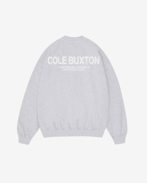 Cole Buxton Sportswear Men Sweatshirts Light Grey Marl | USA LW5-77577U0