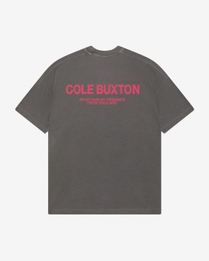 Cole Buxton Sportswear Men T-Shirt Og Washed Black / Pink | USA DW1-63396Z5