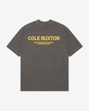 Cole Buxton Sportswear Men T-Shirt Og Washed Black / Yellow | USA SR3-29742T0