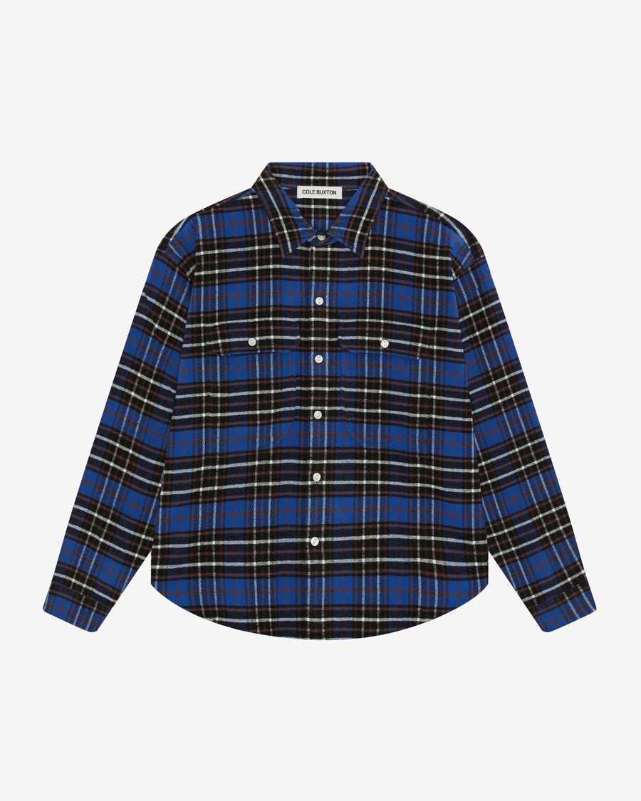 Cole Buxton AW24 Flannel Men Shirts Blue / Black | USA CN6-02860J5