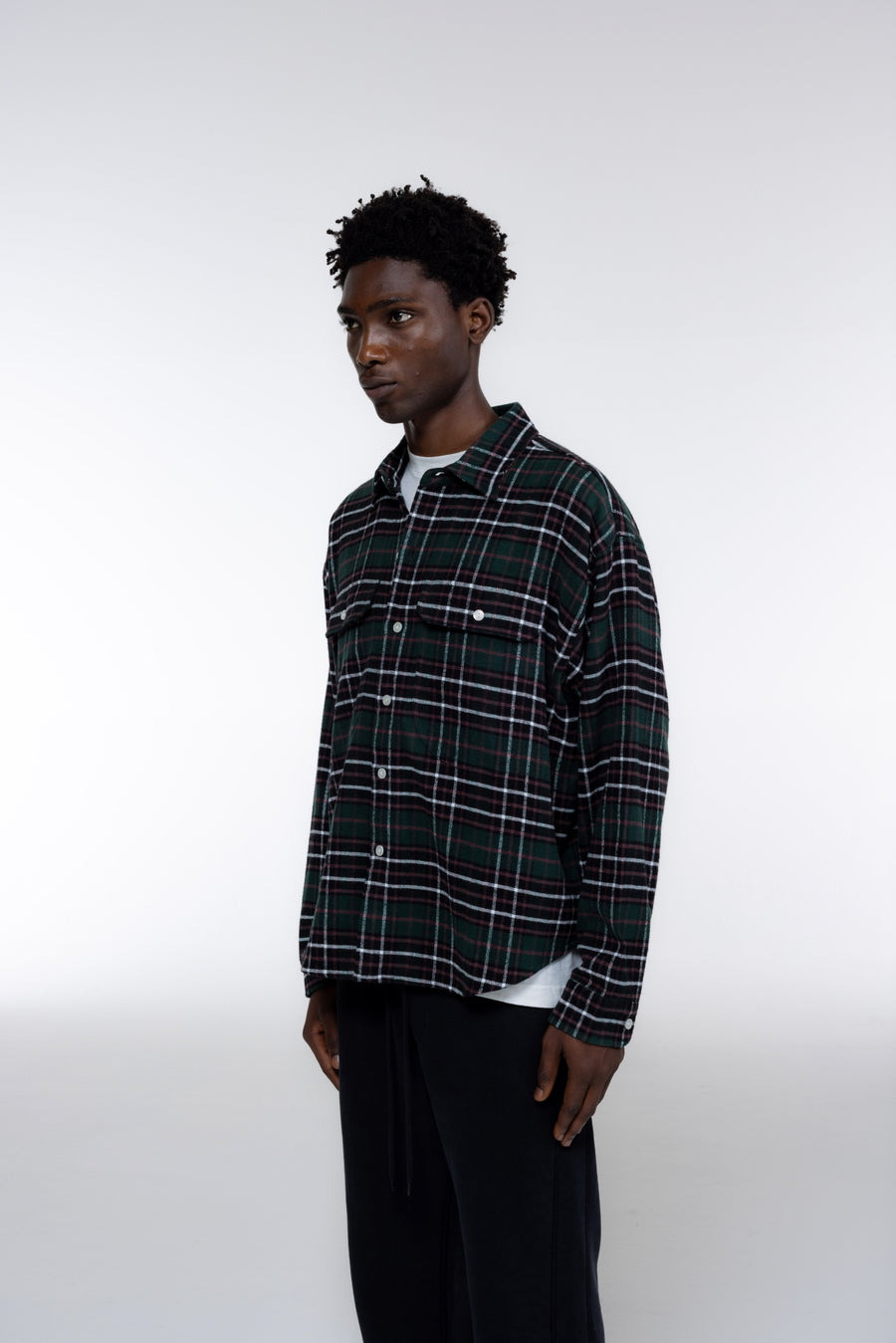 Cole Buxton AW24 Flannel Men Shirts Green / Black | USA UB7-47384S6