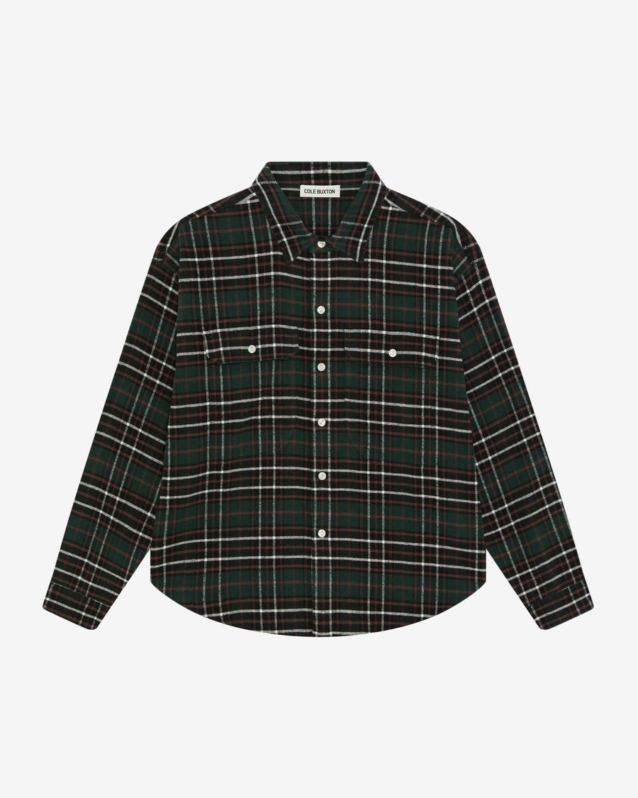 Cole Buxton AW24 Flannel Men Shirts Green / Black | USA UB7-47384S6