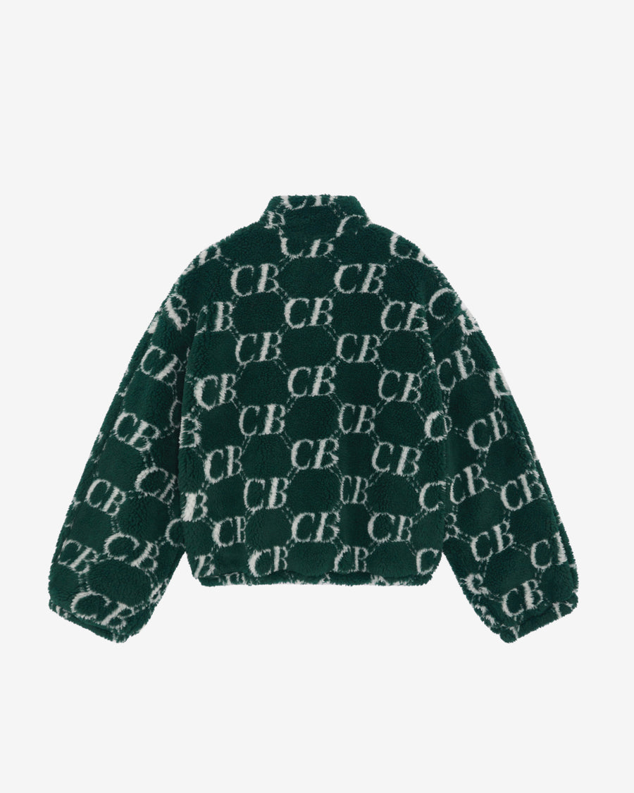 Cole Buxton CB Monogram Fleece Men Jackets Forest Green | USA TH7-92989C9