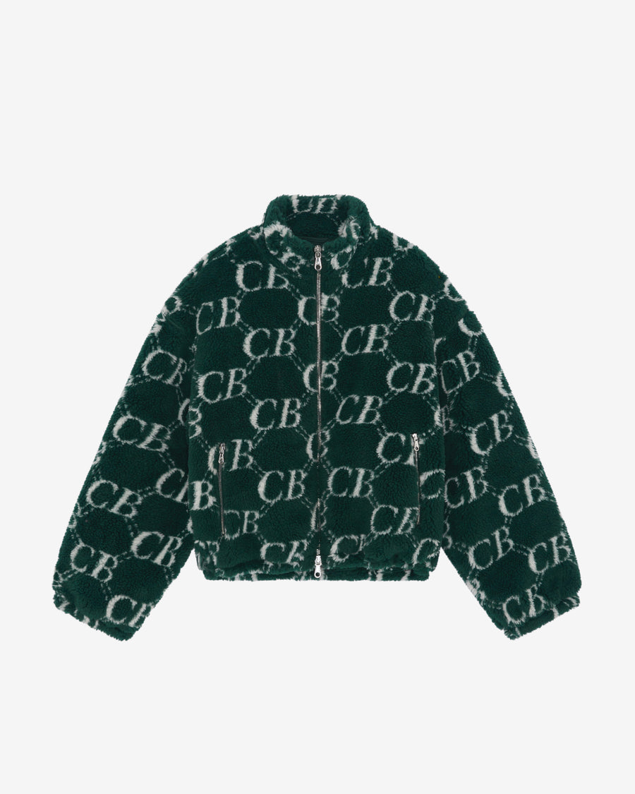 Cole Buxton CB Monogram Fleece Men Jackets Forest Green | USA TH7-92989C9