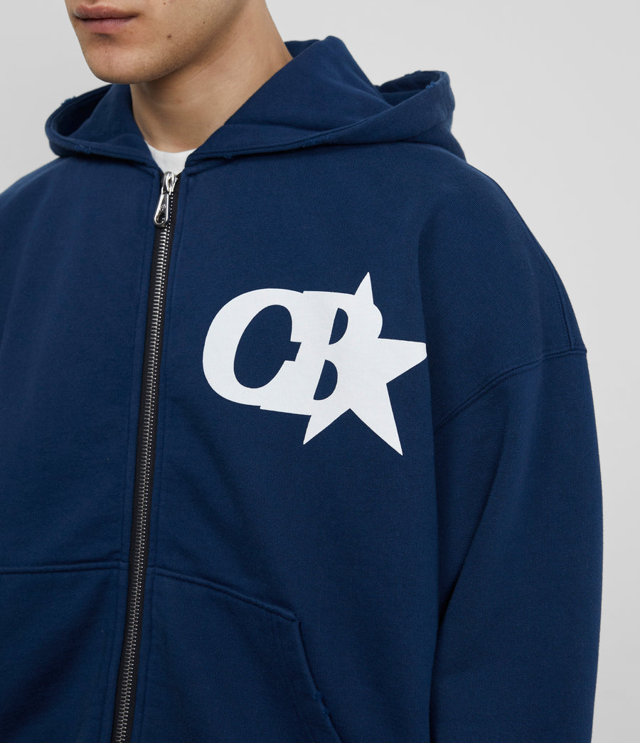 Cole Buxton CB Star Zipped Men Hoodie Navy | USA WW2-89768Z0