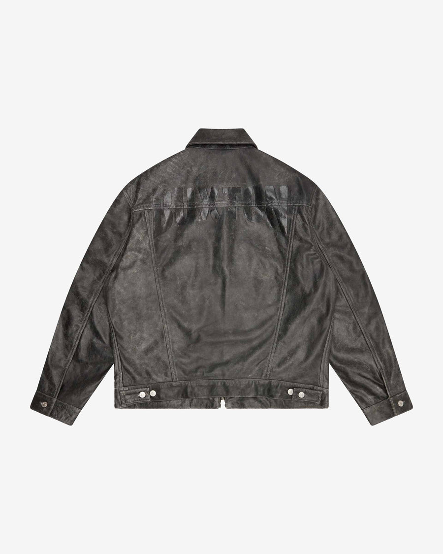 Cole Buxton Cracked Leather Trucker Men Jackets Black | USA AI0-42964Z5