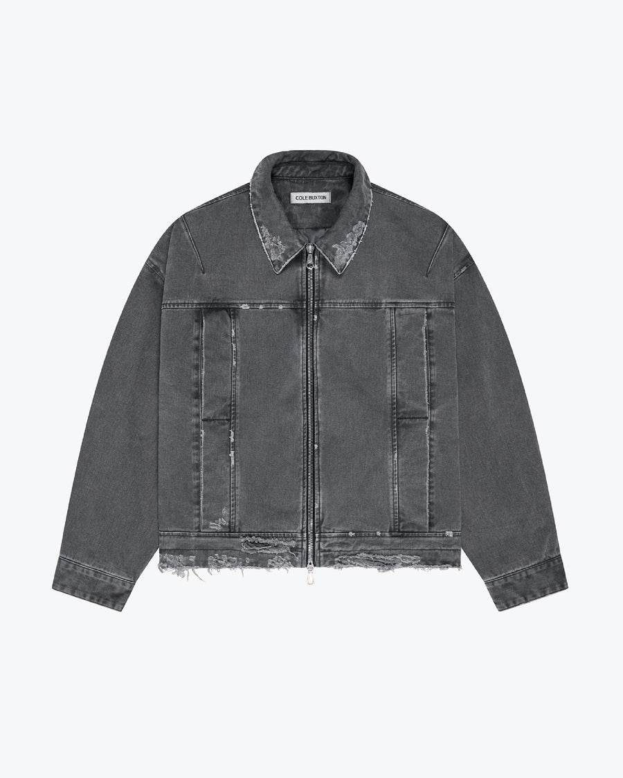 Cole Buxton Distressed Carpenter Men Jackets Og Washed Black | USA OT5-06580H6