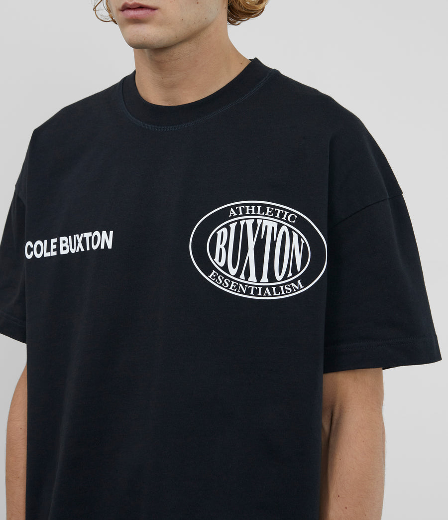 Cole Buxton Double Logo Sports Men T-Shirt Vintage Black | USA ZP0-39693X3