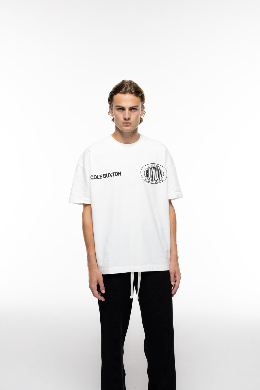 Cole Buxton Double Logo Sports Men T-Shirt White | USA CC0-49294T0