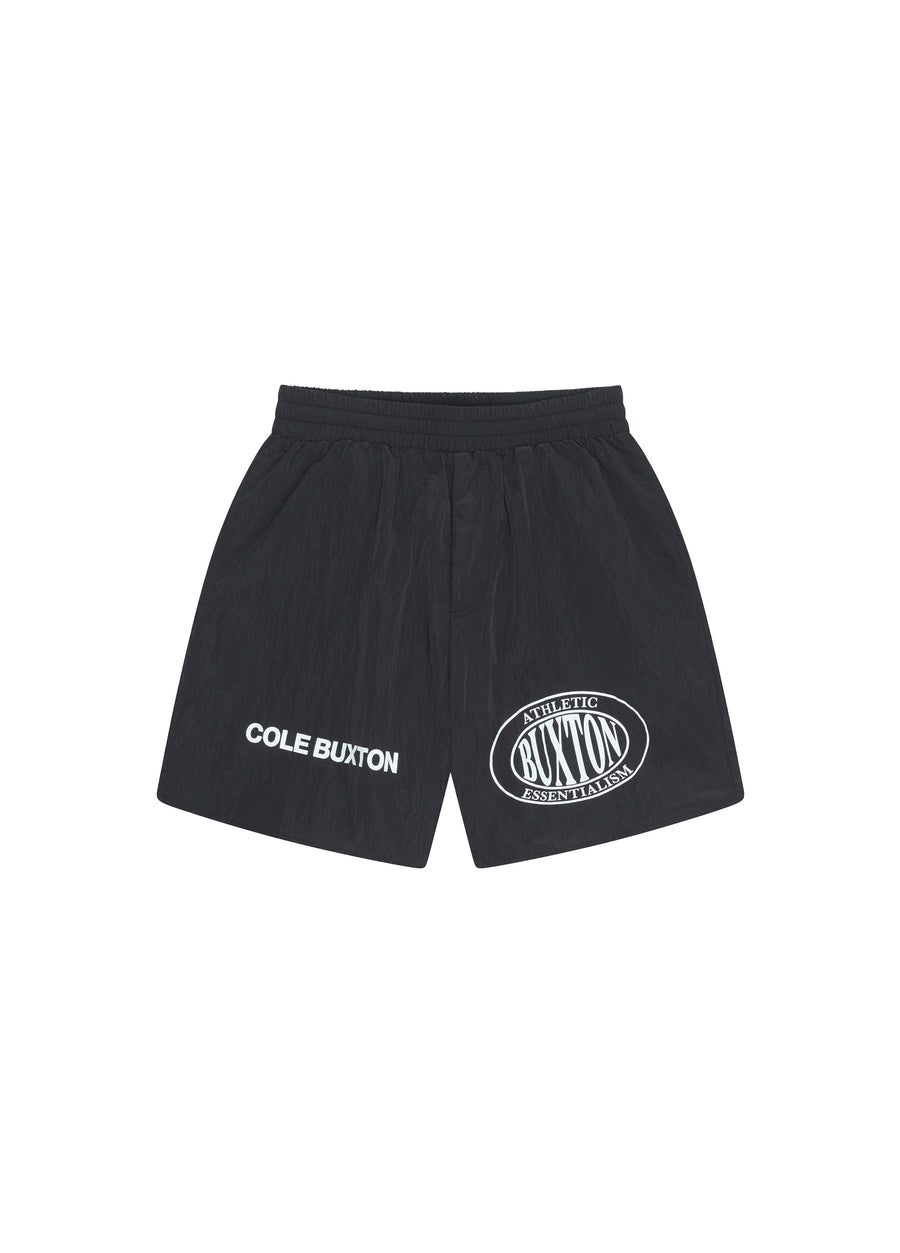 Cole Buxton Double Sports Logo Tech Men Shorts Black | USA MF7-74217G7