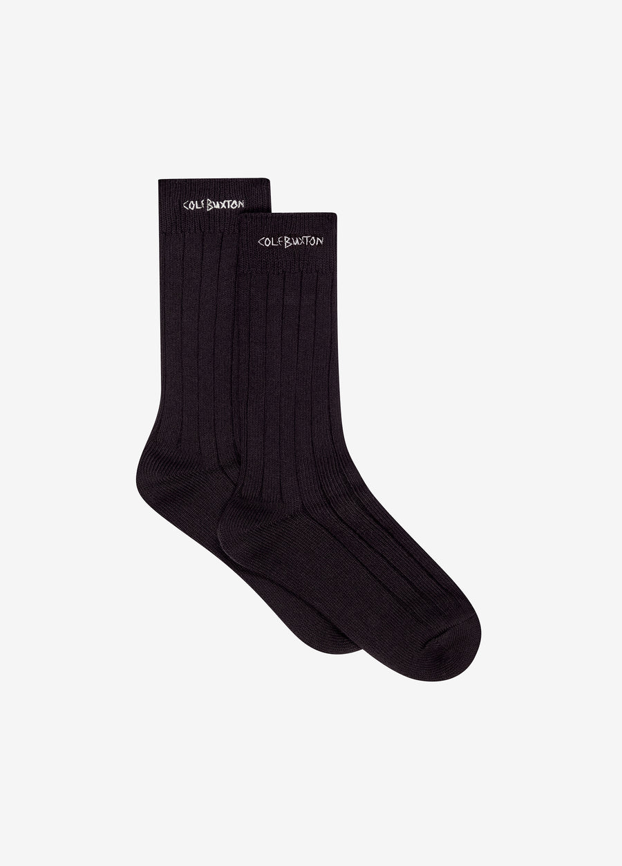 Cole Buxton Hand Embroidery Men Socks Black | USA XA2-58065R3