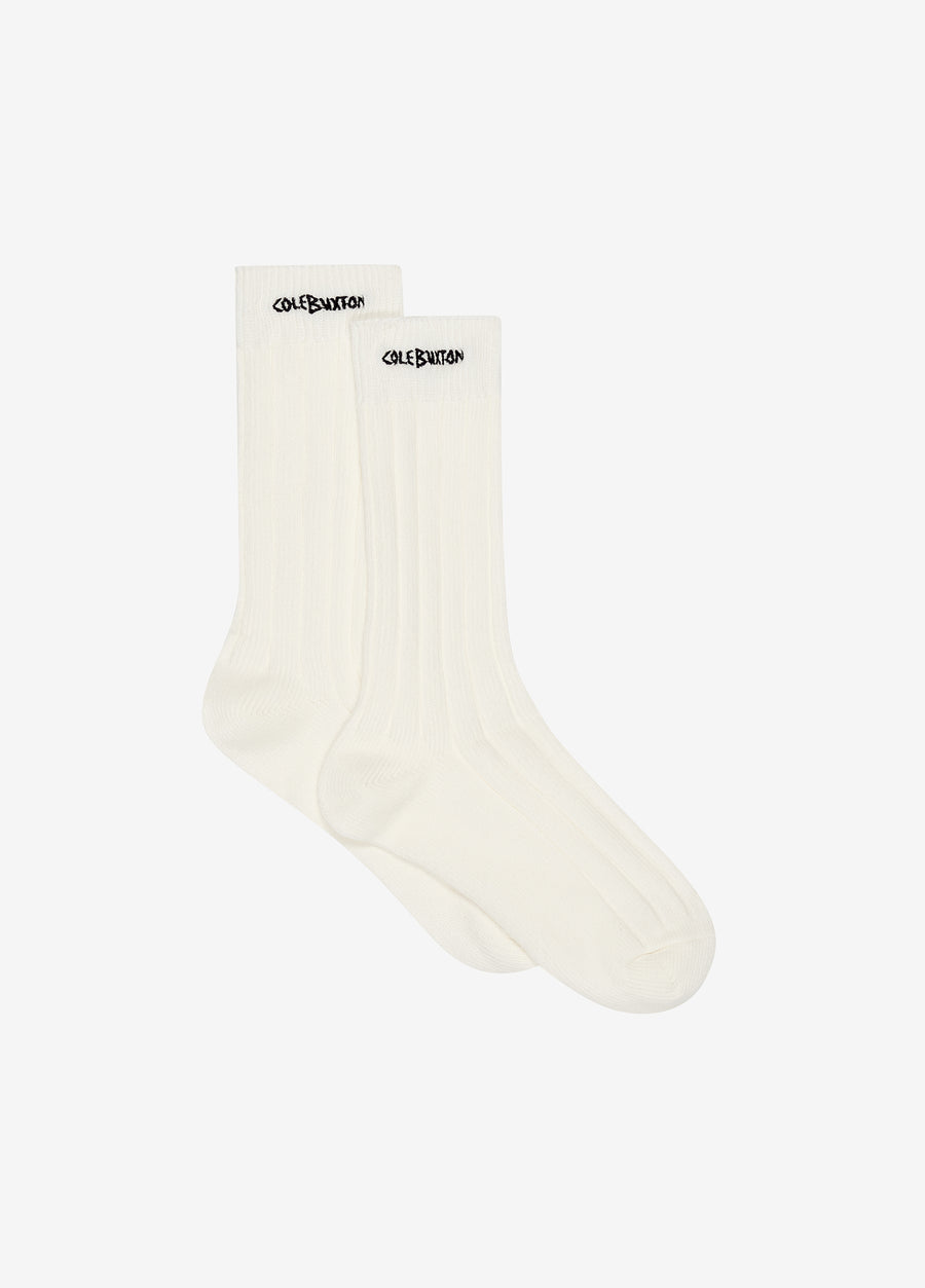 Cole Buxton Hand Embroidery Men Socks Vintage White | USA MR2-60466M6