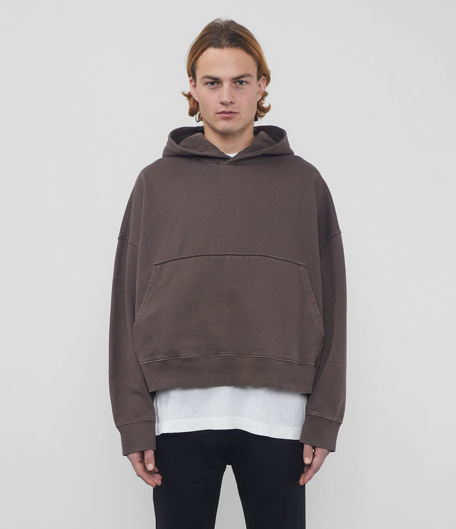 Cole Buxton Heavyweight Cropped Men Hoodie Washed Brown | USA DL6-17081X3