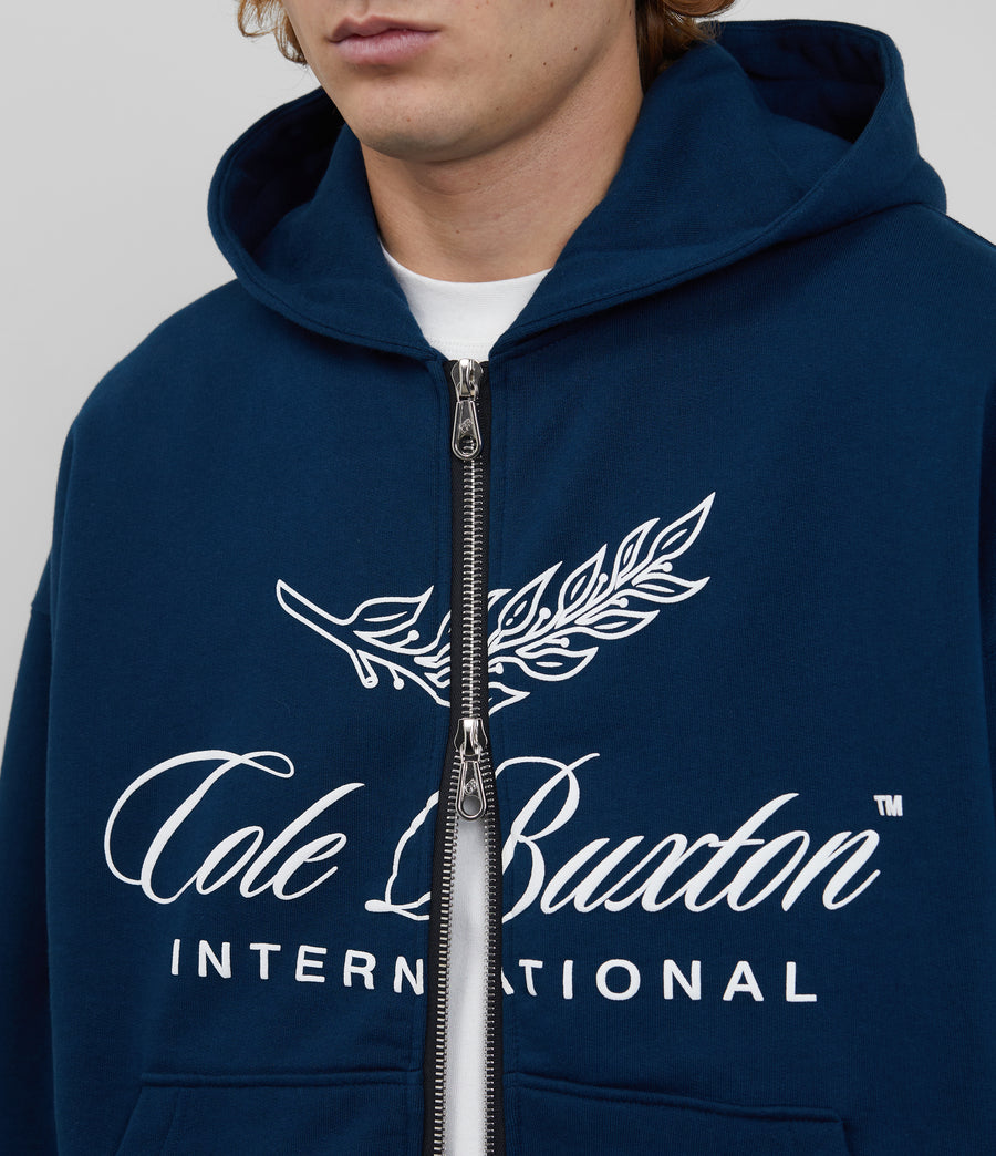 Cole Buxton International Zipped Men Hoodie Navy | USA YZ0-43234I8