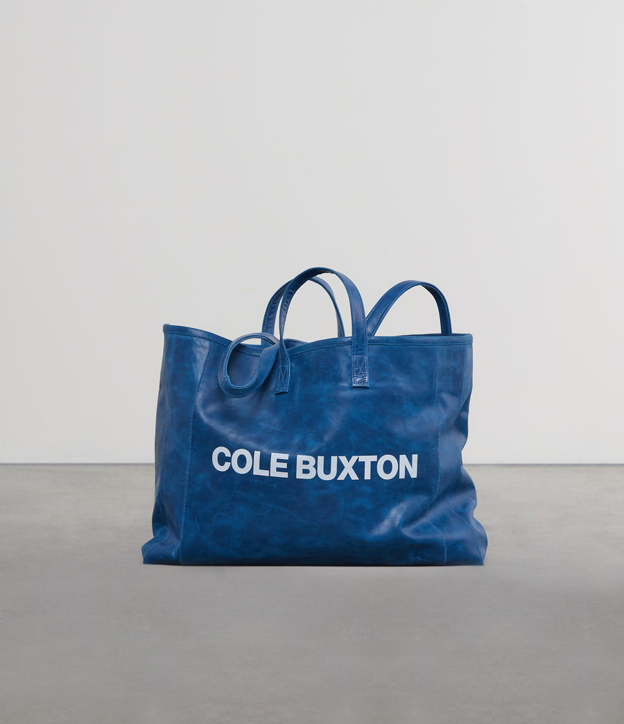 Cole Buxton Large Leather Tote Men Bags Blue | USA KX3-28392J0