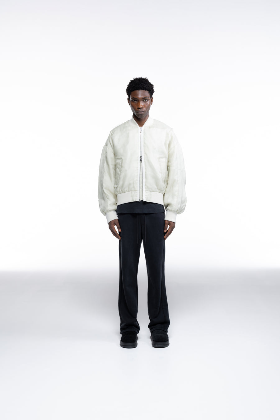 Cole Buxton Layered Organza Bomber Men Jackets Vintage White | USA ZW5-00050B1