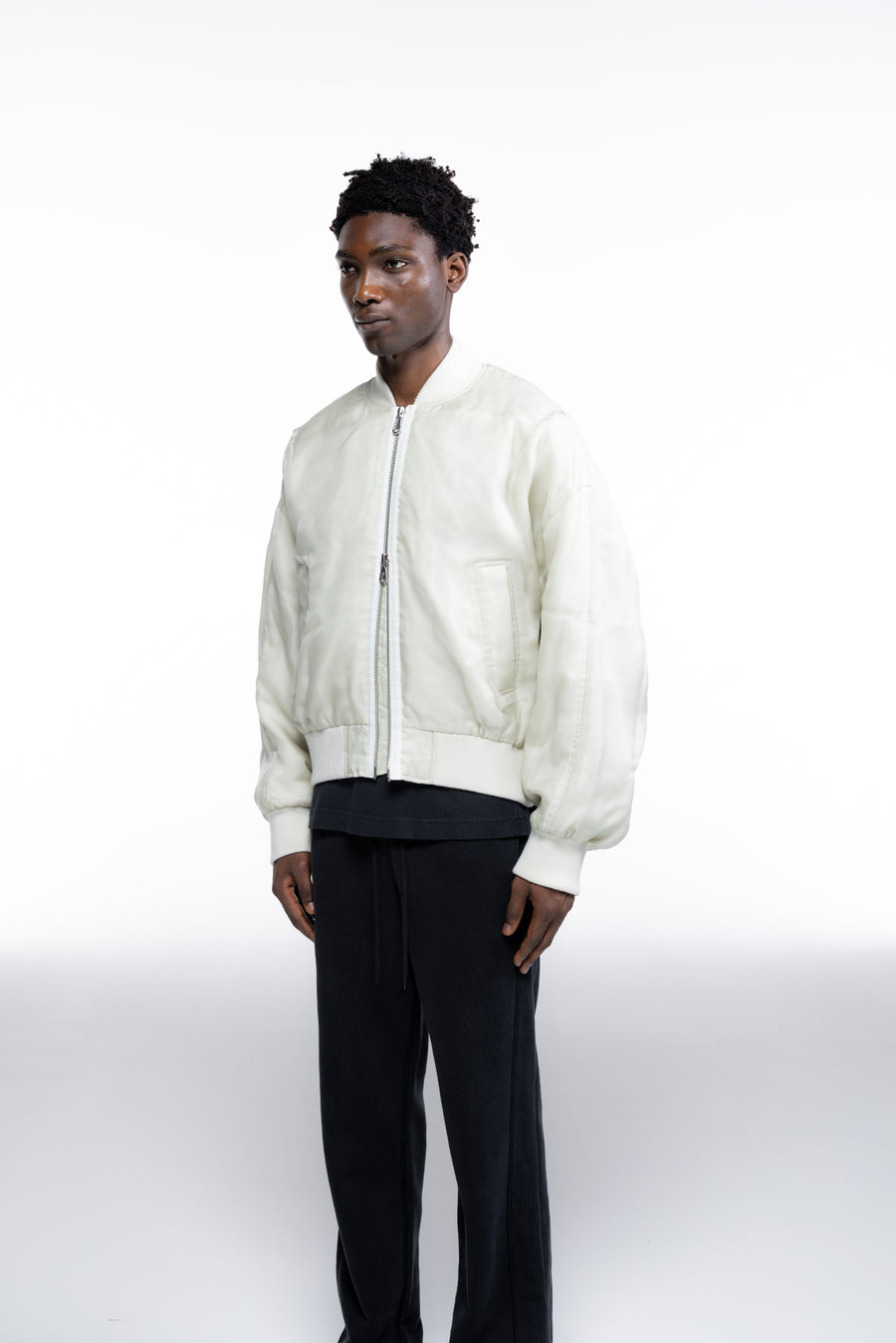 Cole Buxton Layered Organza Bomber Men Jackets Vintage White | USA ZW5-00050B1