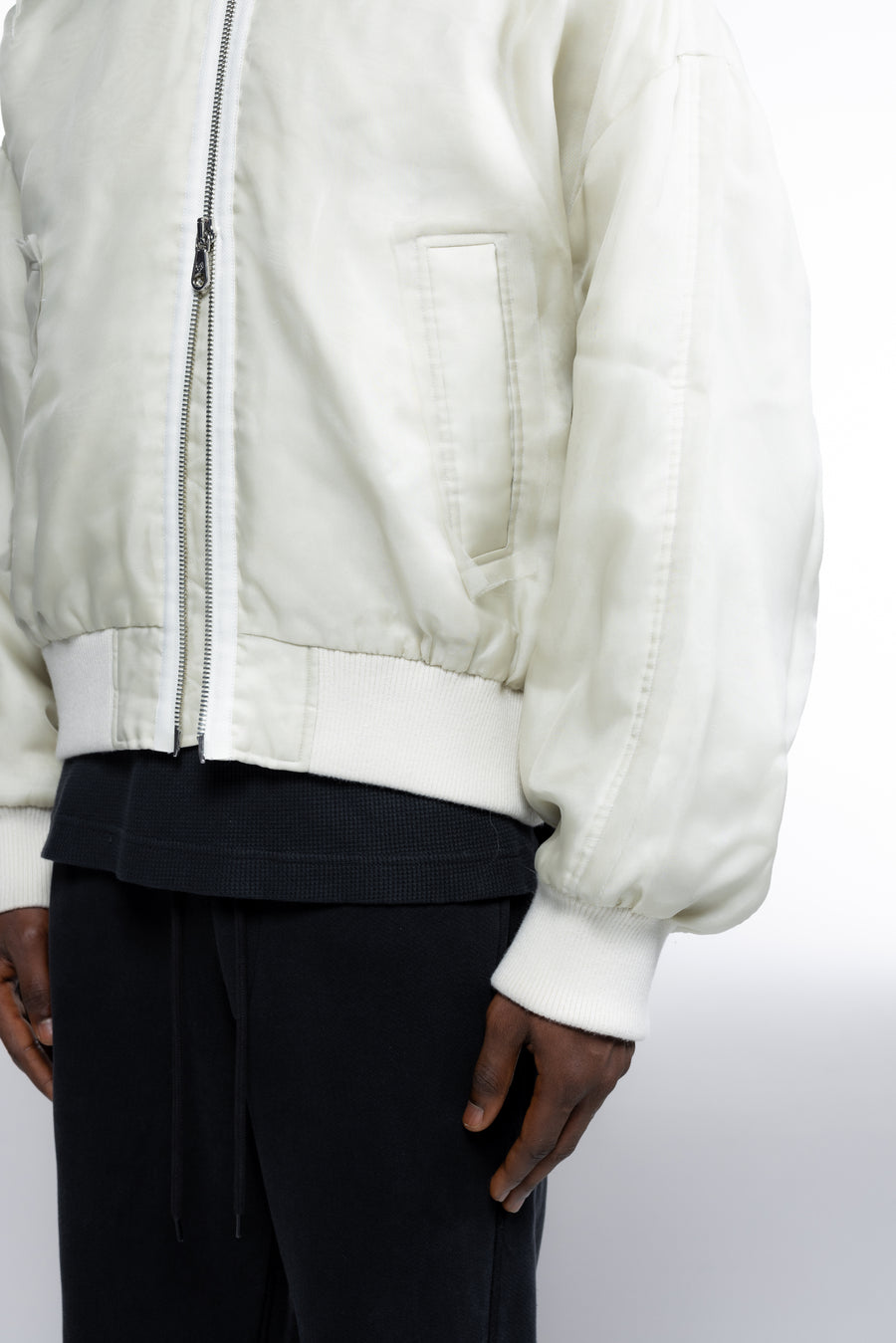 Cole Buxton Layered Organza Bomber Men Jackets Vintage White | USA ZW5-00050B1