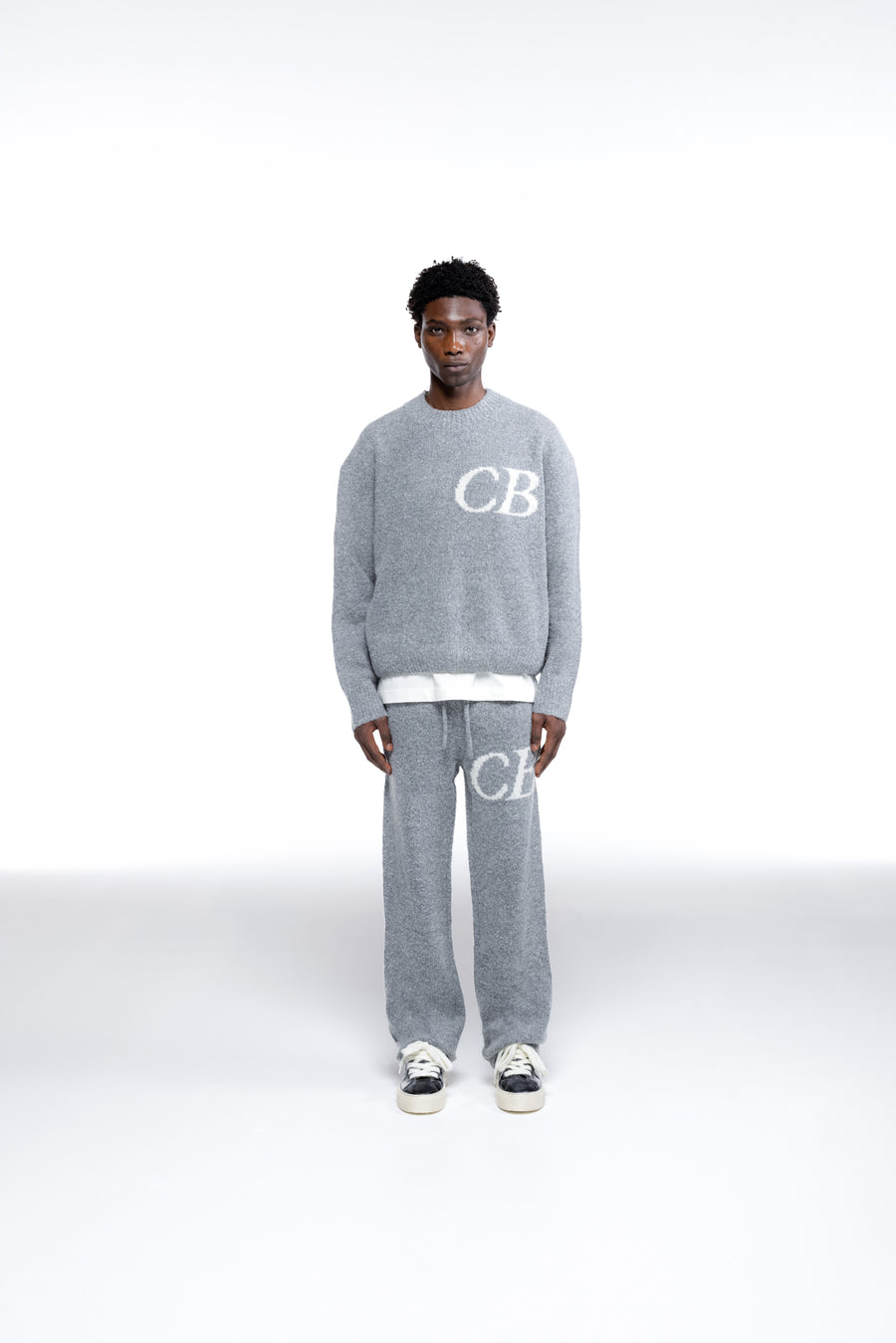 Cole Buxton Logo Knit Men Pants Grey Marl | USA LV1-22362R3