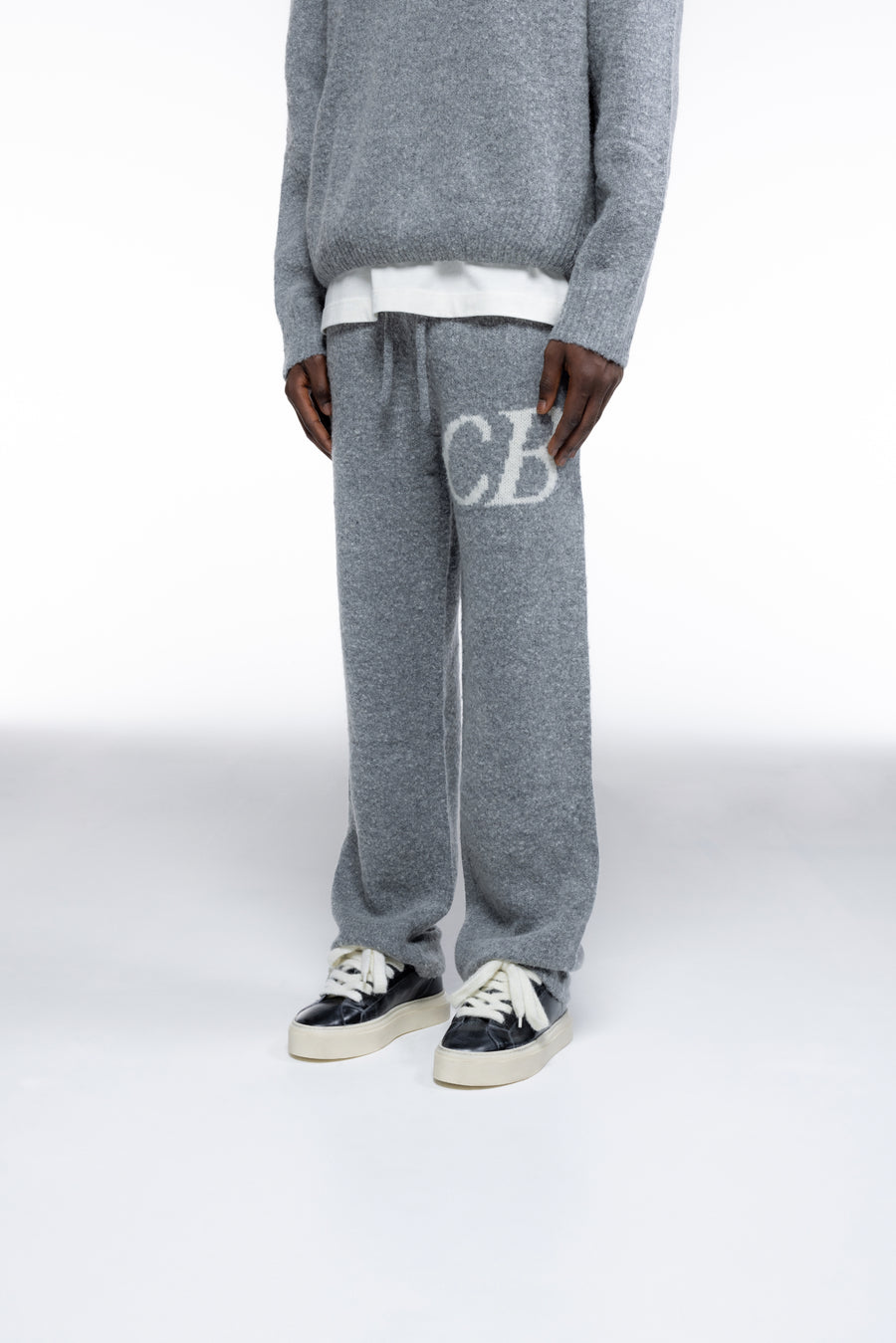 Cole Buxton Logo Knit Men Pants Grey Marl | USA LV1-22362R3