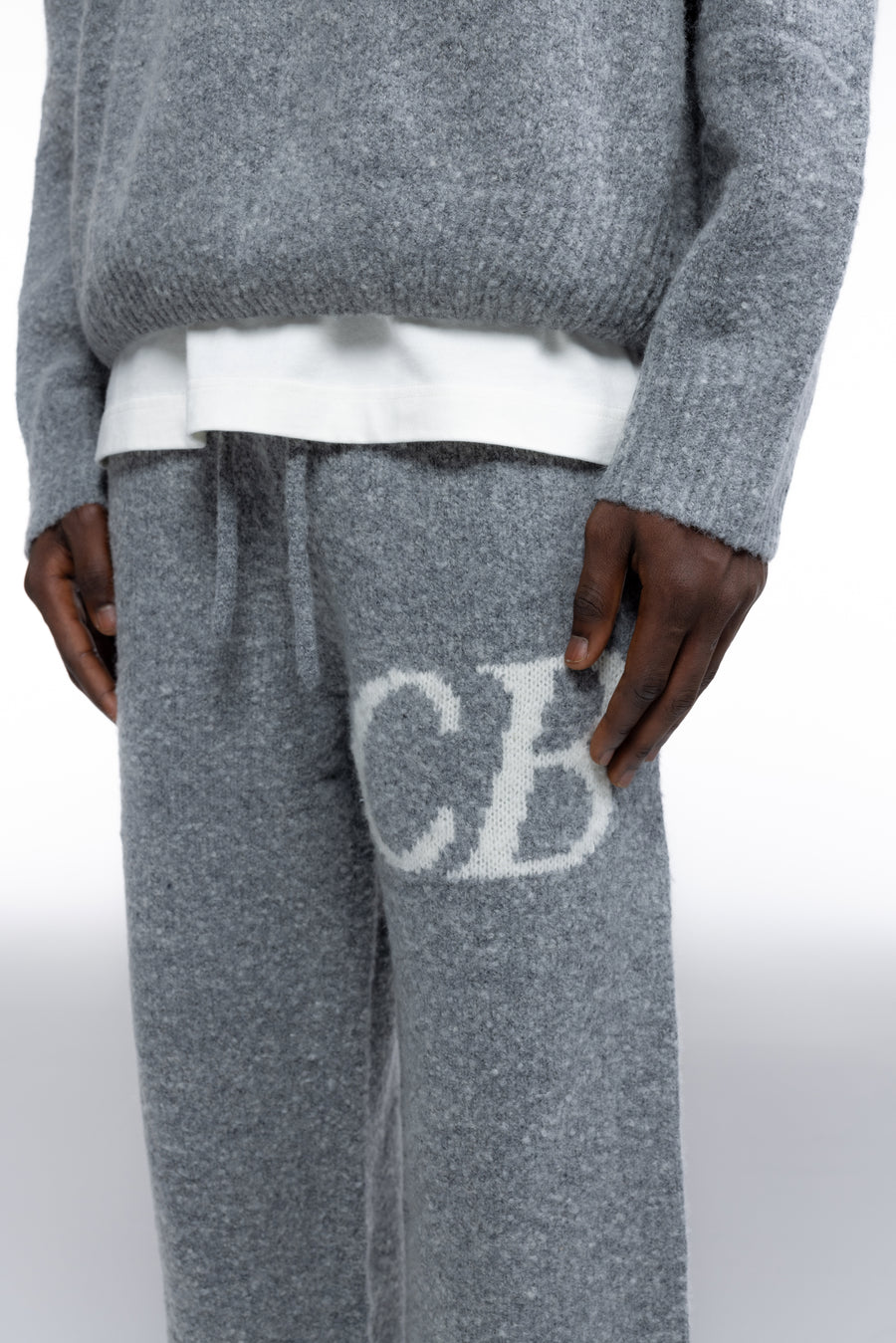 Cole Buxton Logo Knit Men Pants Grey Marl | USA LV1-22362R3