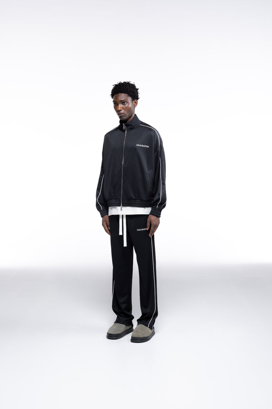 Cole Buxton Piped Men Track Jackets Black | USA BZ8-36163F2