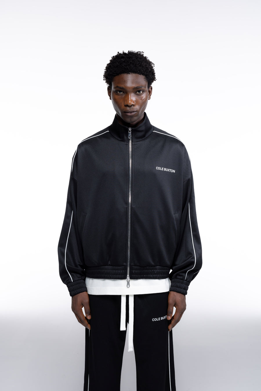 Cole Buxton Piped Men Track Jackets Black | USA BZ8-36163F2