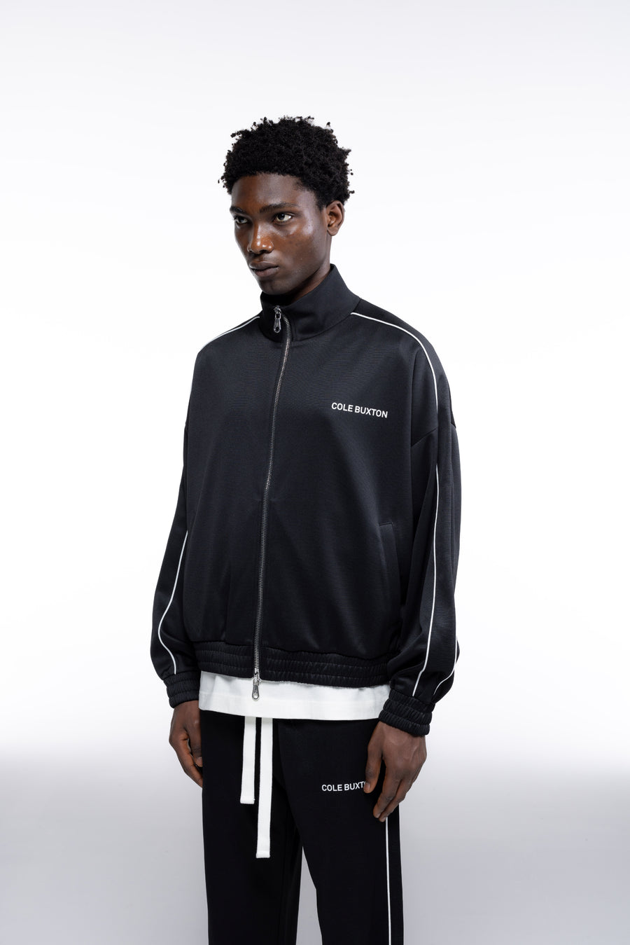 Cole Buxton Piped Men Track Jackets Black | USA BZ8-36163F2