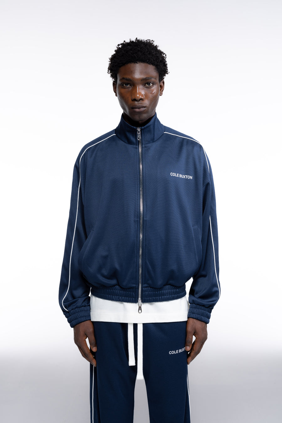 Cole Buxton Piped Men Track Jackets Navy | USA XX4-87068C8