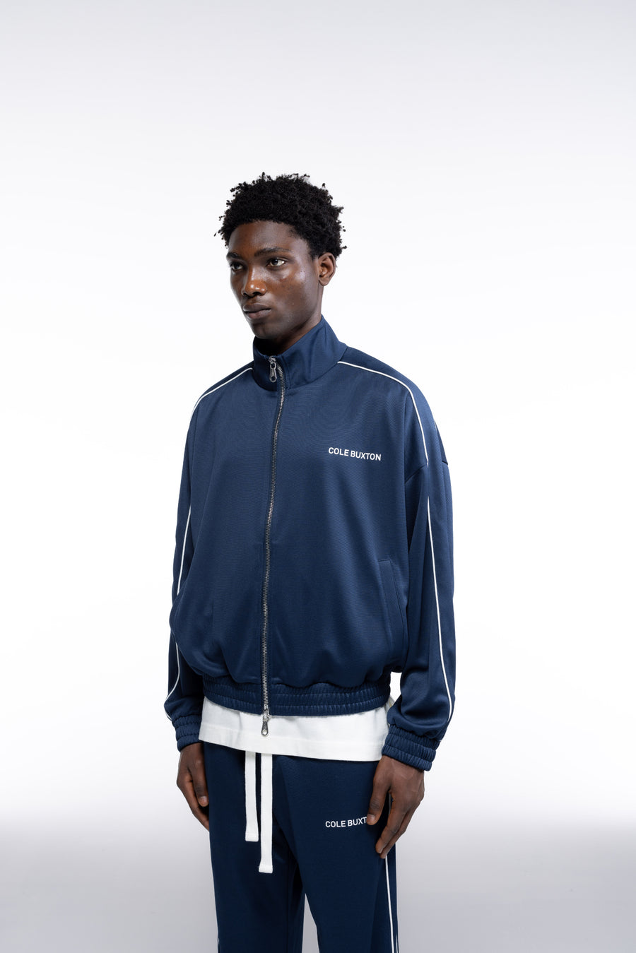 Cole Buxton Piped Men Track Jackets Navy | USA XX4-87068C8