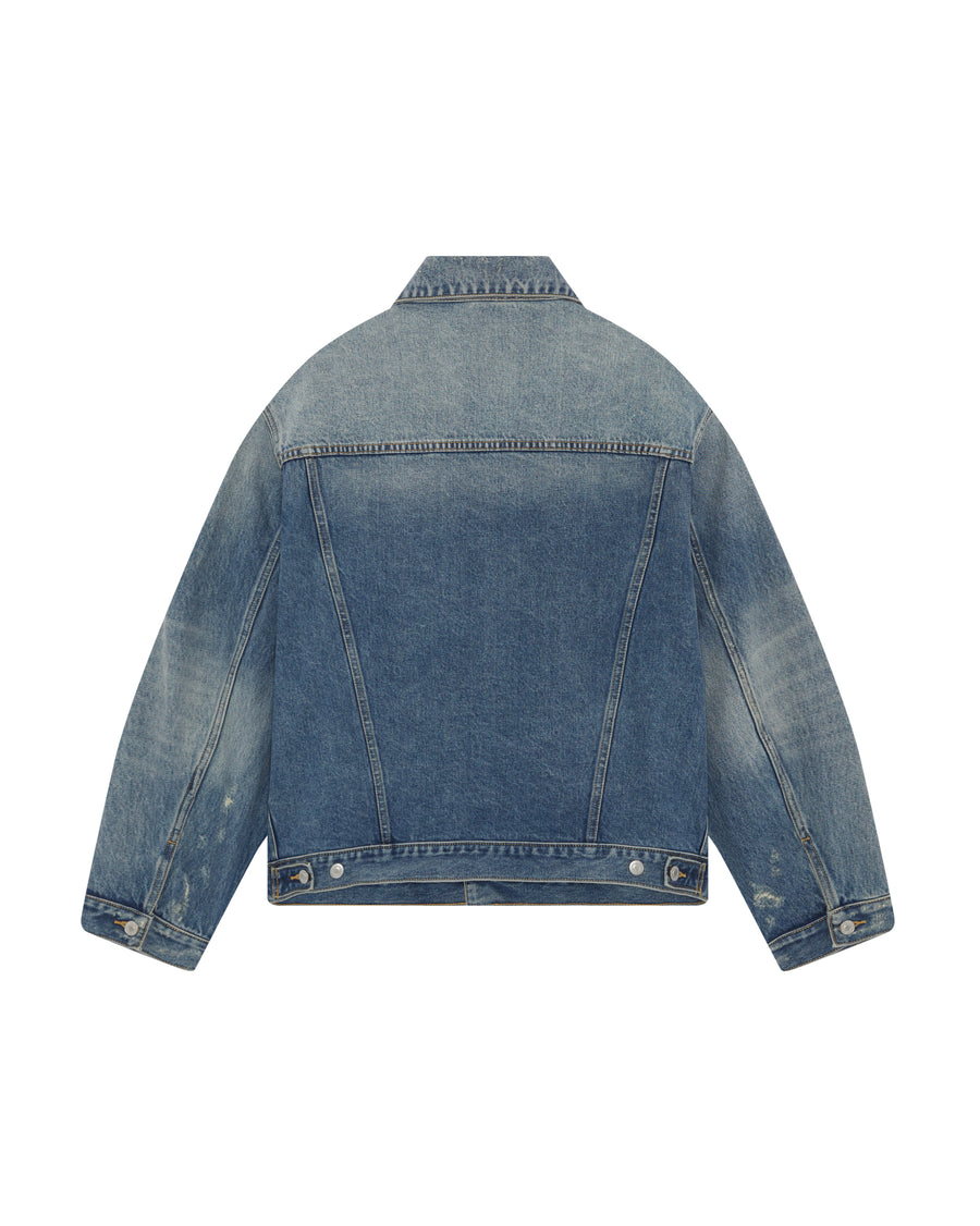 Cole Buxton Pleated Denim Men Jackets Blue | USA FH4-38503V4