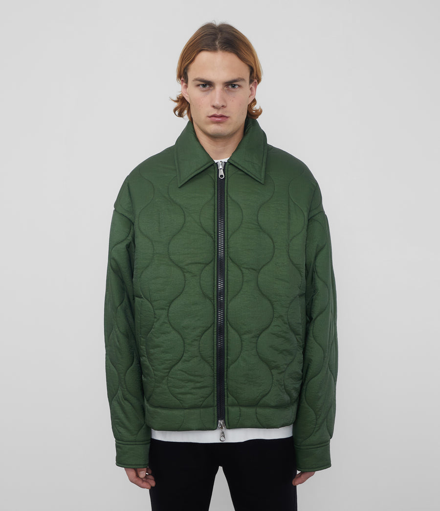 Cole Buxton Quilted Ripstock Overshirt Men Jackets Dark Green | USA ZH9-02460Y7