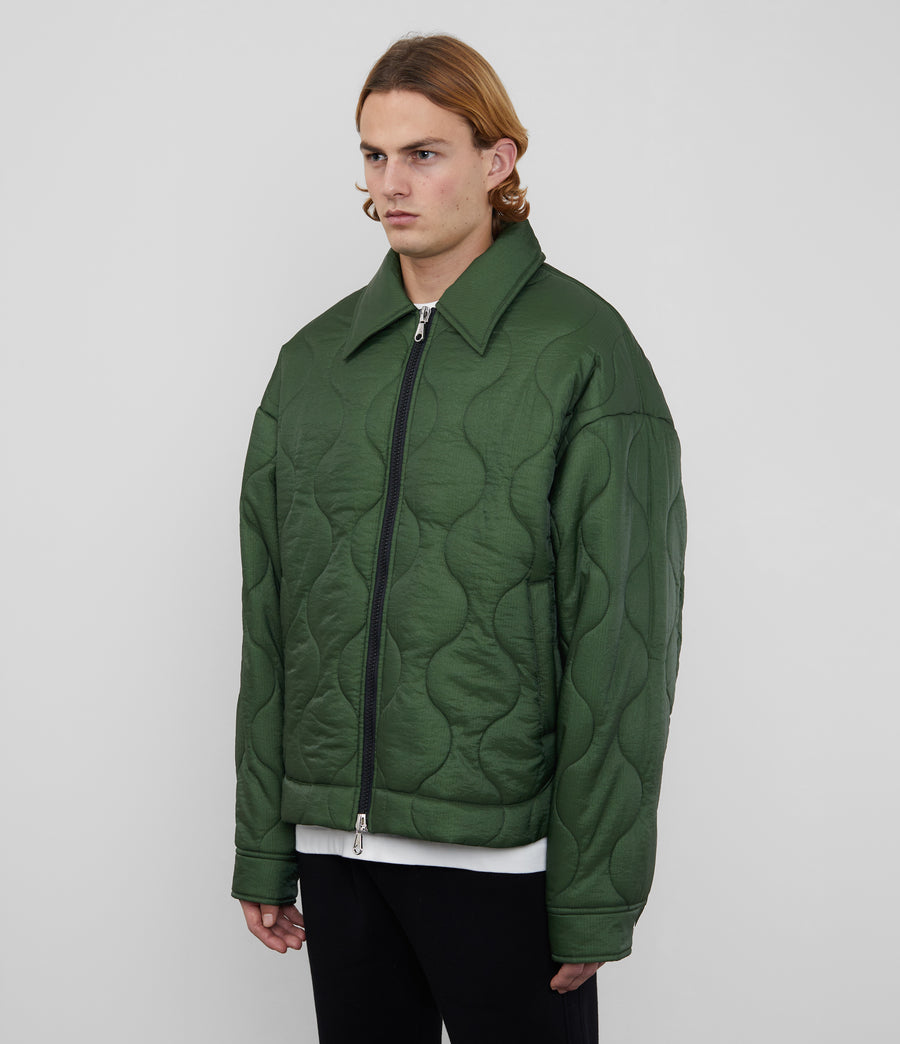 Cole Buxton Quilted Ripstock Overshirt Men Jackets Dark Green | USA ZH9-02460Y7