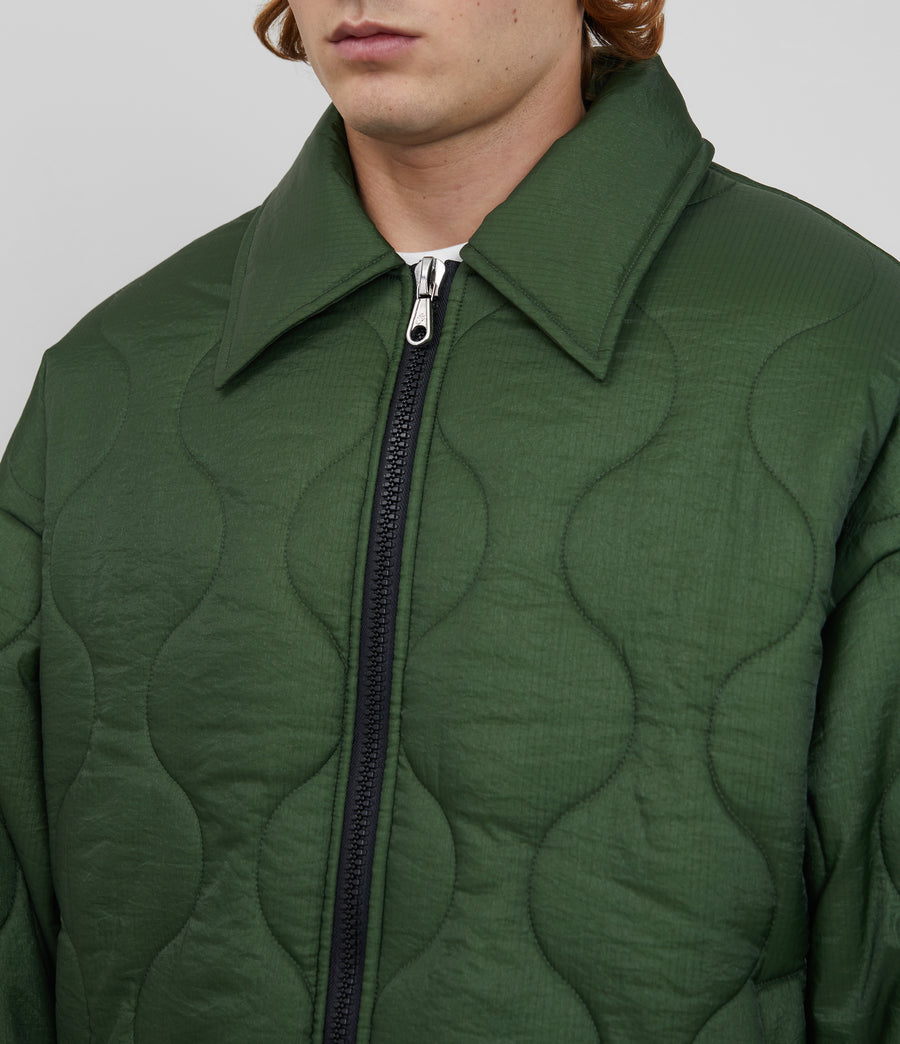 Cole Buxton Quilted Ripstock Overshirt Men Jackets Dark Green | USA ZH9-02460Y7