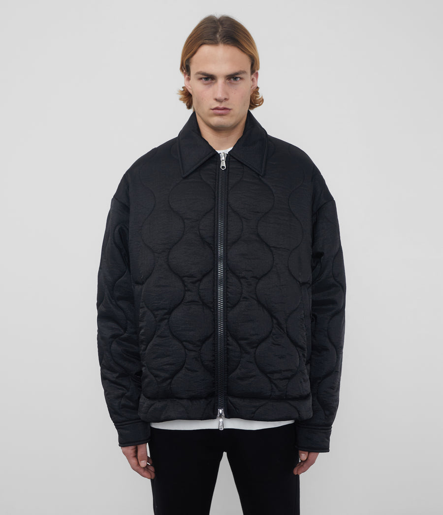 Cole Buxton Quilted Ripstock Overshirt Men Jackets Black | USA DT6-28502J1