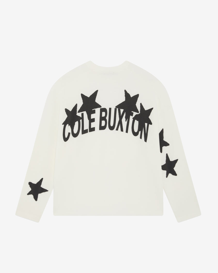 Cole Buxton Waffle Painted Star Long Sleeve Men T-Shirt Vintage White | USA YI5-99249I4