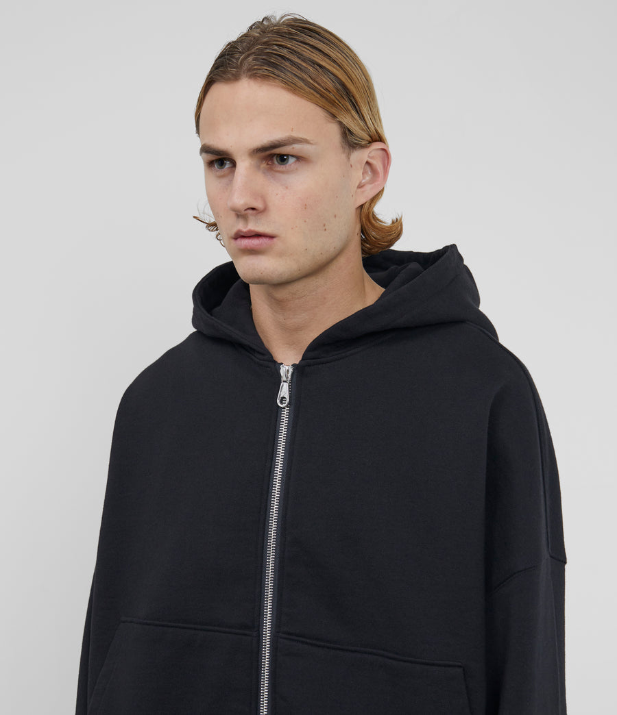 Cole Buxton Warm Up Cropped Logo Zip Men Hoodie Black | USA GX2-24802B2