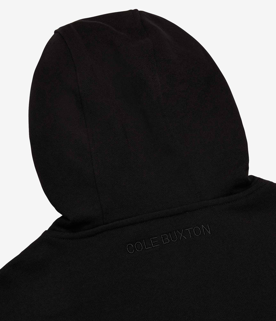 Cole Buxton Warm Up Cropped Logo Zip Men Hoodie Black | USA GX2-24802B2