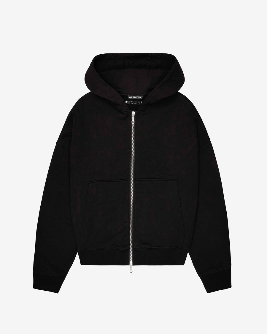 Cole Buxton Warm Up Cropped Logo Zip Men Hoodie Black | USA GX2-24802B2